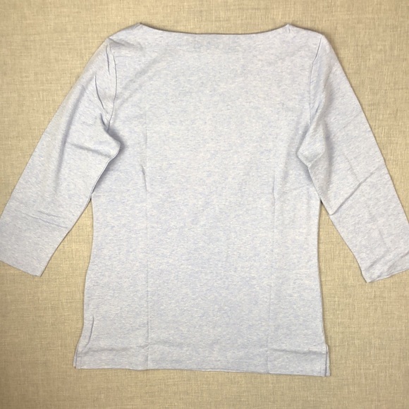 Light Blue Heather Pearl Boatneck Top Size Small - Picture 4 of 4